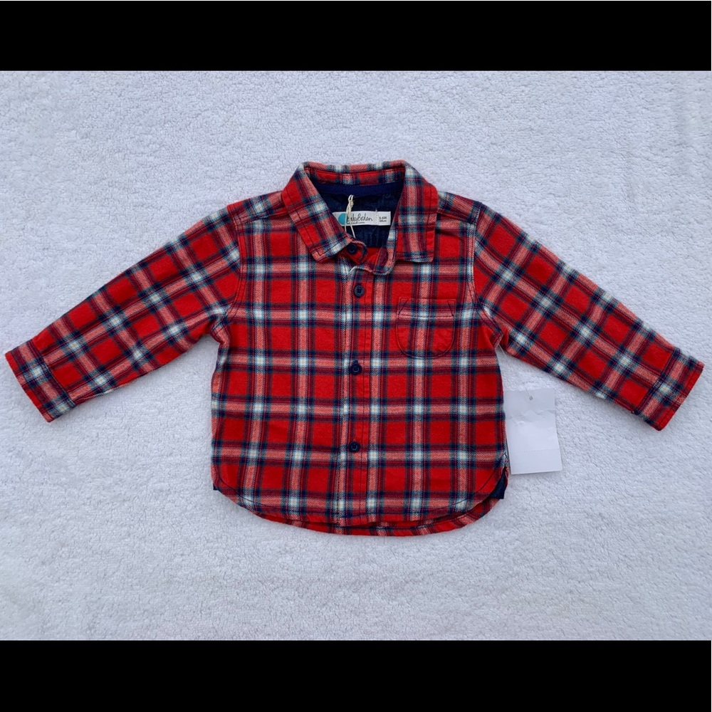 Baby Boden Flannel Button Down Size 3-6 Months NWT